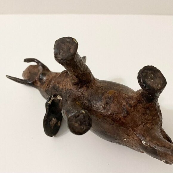 Vintage Elephant Trunk Up Metal Figurine 6 Inch Long Figure Flaws - Picture 15 of 16